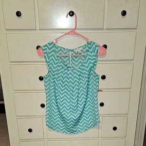 Candie's Aqua and White Chevron Top